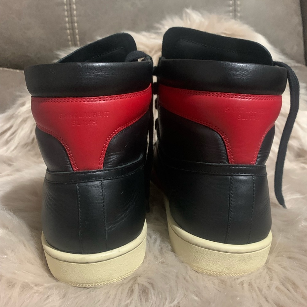 YSL Yves Saint Laurent SL 10H Court Classic High Top Black and Red Size 39
